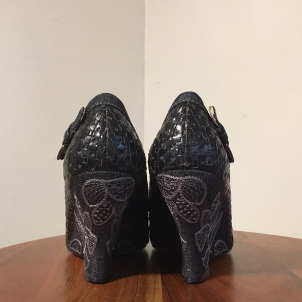 Vintage Kenzie Black Floral Wedge Size 8.5 - Picture 10 of 11